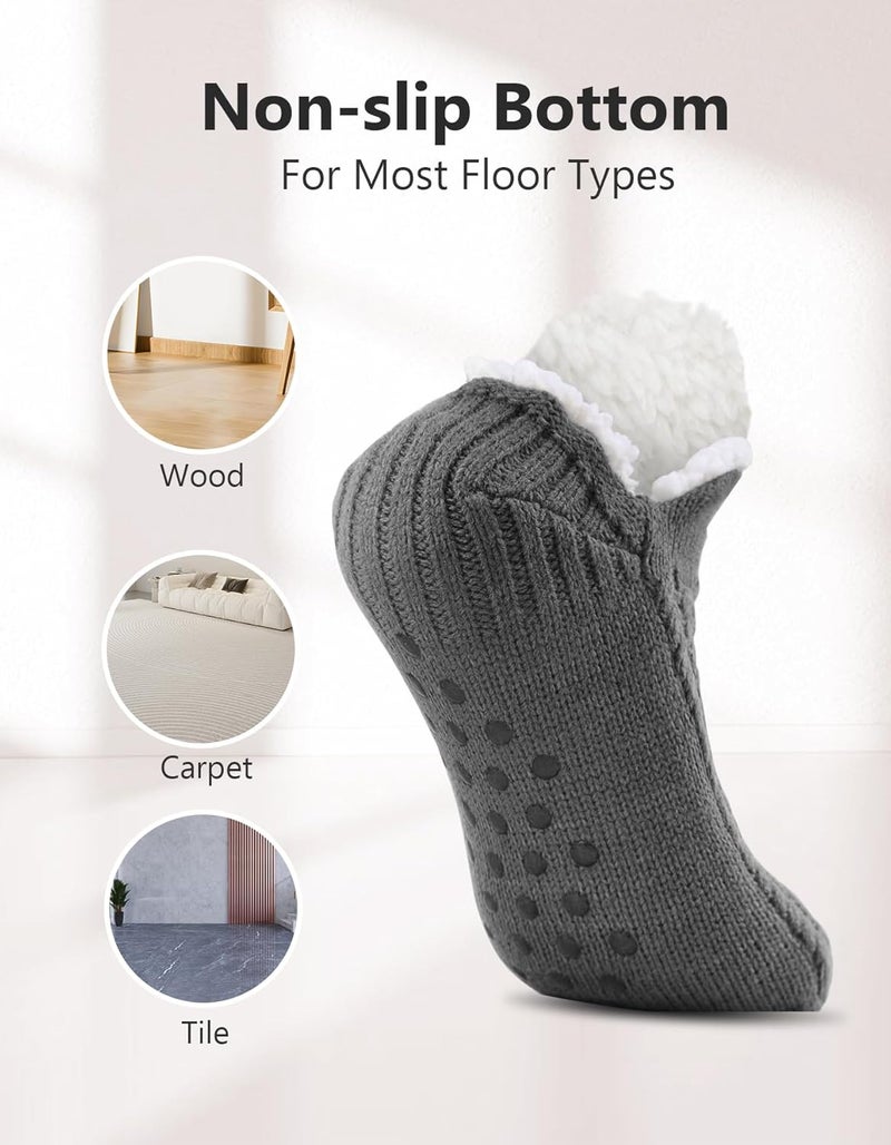 SIMIYA Winter Slipper Socks for Men Women with Grippers – Warm, Fuzzy, Fleece-Lined, Non-Slip, Cozy & Thick for Cold Weather - Image 3